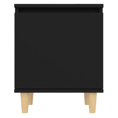 Sengeskabe m. massive træben 2 stk. 40x30x50 cm sort