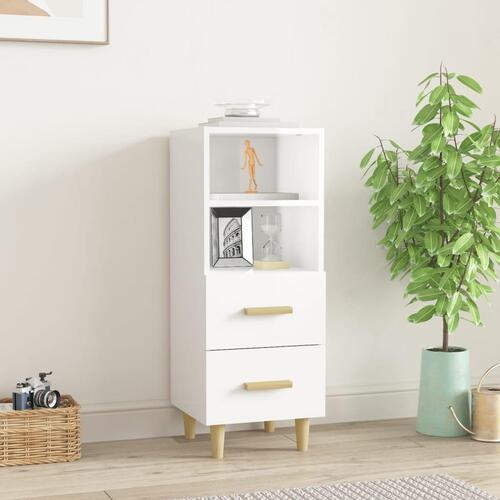 Skænk 34,5x34x90 cm konstrueret træ hvid højglans