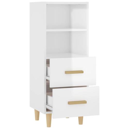 Skænk 34,5x34x90 cm konstrueret træ hvid højglans