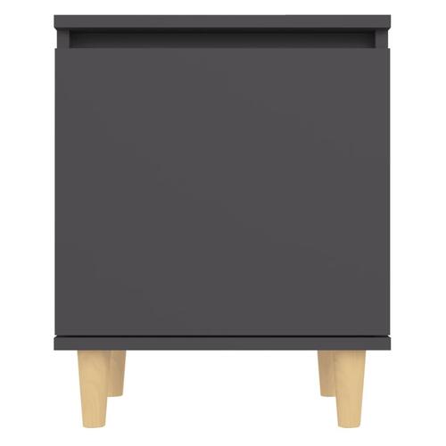 Sengeskabe m. massive træben 2 stk. 40x30x50 cm grå