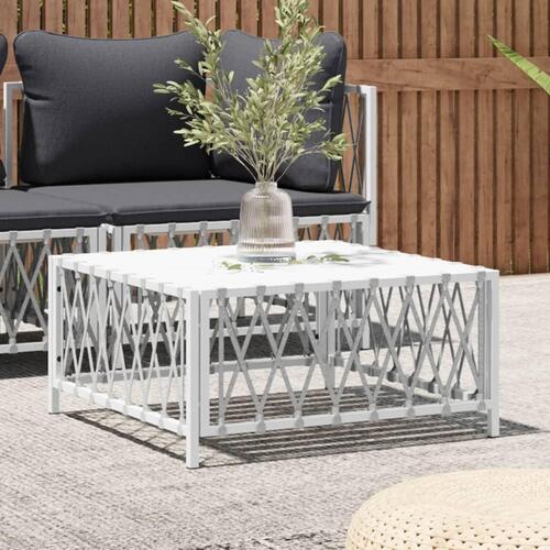 Havebord 70x70x34 cm vævet stof hvid