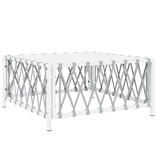 Havebord 70x70x34 cm vævet stof hvid