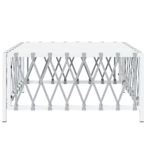 Havebord 70x70x34 cm vævet stof hvid