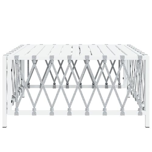 Havebord 70x70x34 cm vævet stof hvid