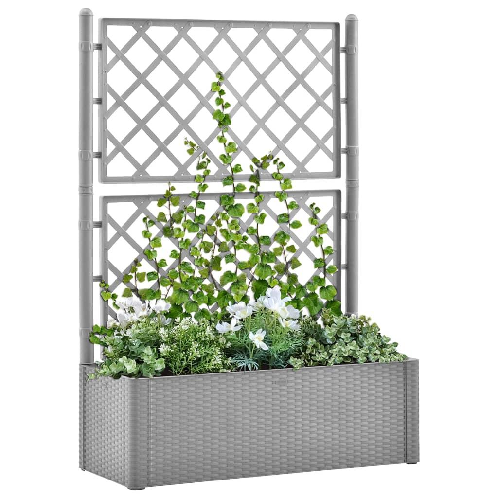 Højbed med espalier og automatisk vandingssystem grå
