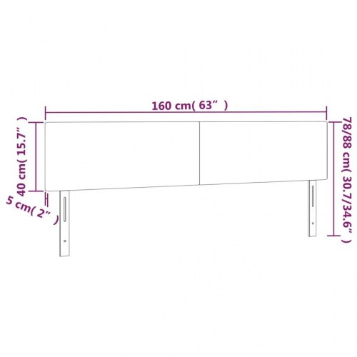 Sengegavl med LED-lys 160 x 5 x 78/88 cm kunstlæder - hvid