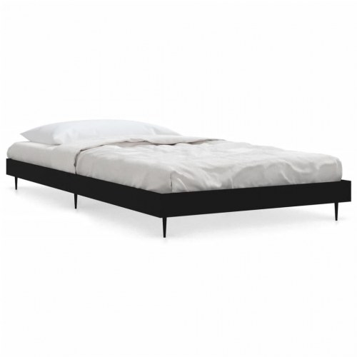 Sengeramme 90×190 cm i sort konstrueret træ med metalben
