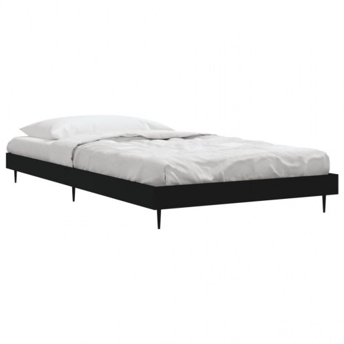 Sengeramme 90×190 cm i sort konstrueret træ med metalben