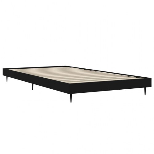 Sengeramme 90×190 cm i sort konstrueret træ med metalben