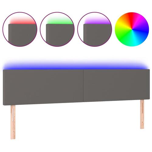 Sengegavl med LED-lys 160x5x78/88 cm kunstlæder grå