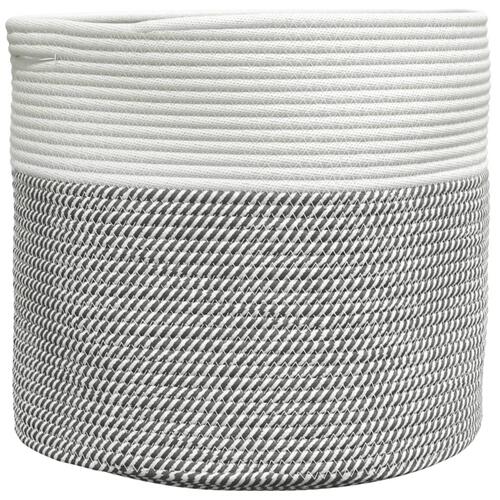 Opbevaringskurv Ø40x35 cm bomuld grå og hvid