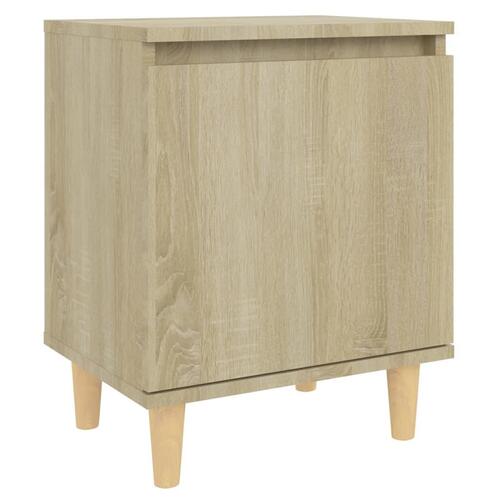 Sengeskabe m. massive træben 2 stk. 40x30x50 cm sonoma-eg