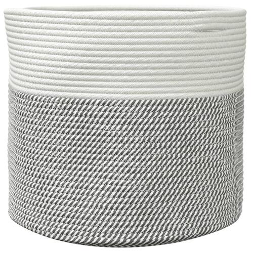 Opbevaringskurv Ø40x35 cm bomuld grå og hvid