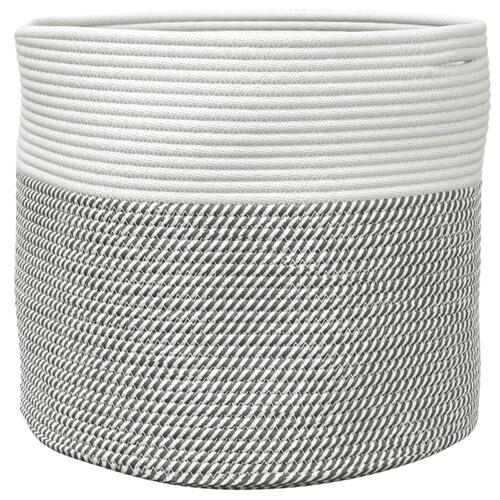 Opbevaringskurv Ø40x35 cm bomuld grå og hvid