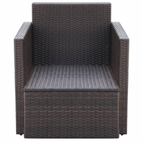 Havestol med hynder polyrattan brun