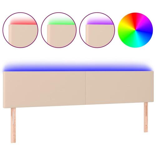 Sengegavl med LED-lys 160x5x78/88cm kunstlæder cappuccinofarvet