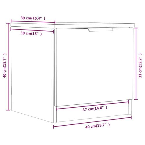 Sengebord 40x39x40 cm hvid