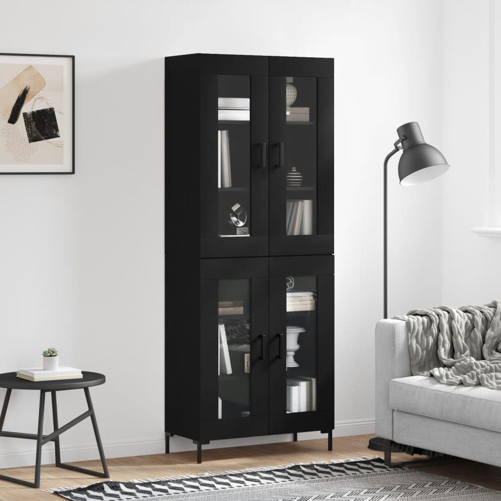 Højskab 69,5x34x180 cm konstrueret træ sort