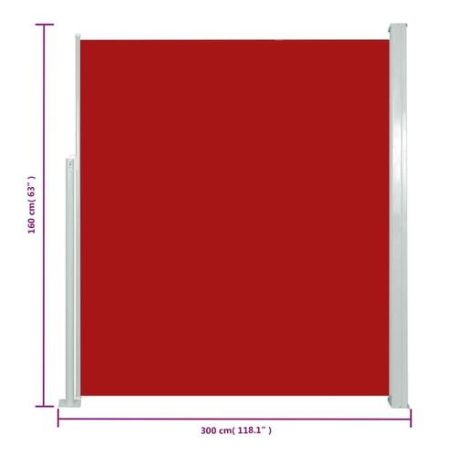 Sammenrullelig sidemarkise til terrassen 160 x 300 cm rød
