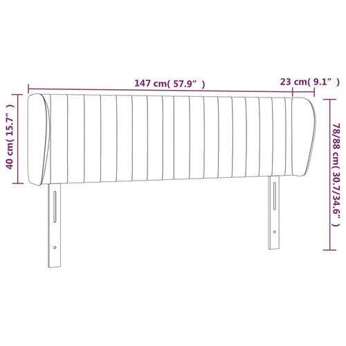 Sengegavl med kanter 147x23x78/88 cm stof sort