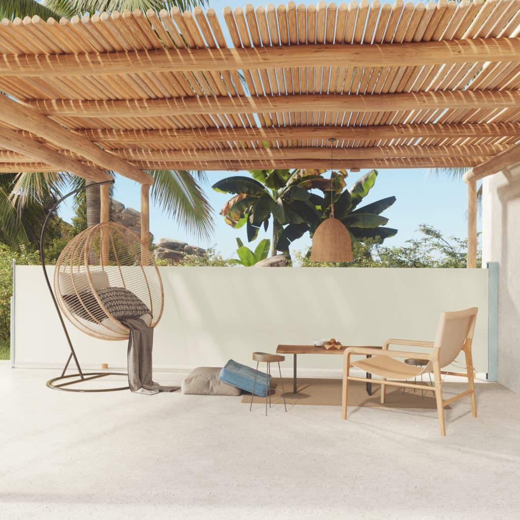 Sammenrullelig sidemarkise til terrassen 117x600 cm cremefarvet