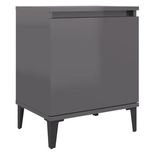 Sengeskab med metalben 40x30x50 cm grå højglans