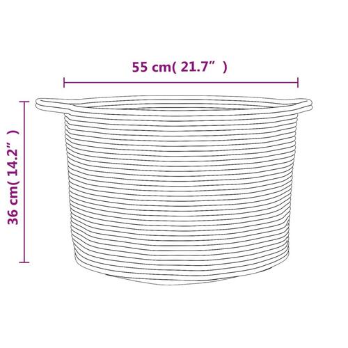 Vasketøjskurv Ø55x36 cm bomuld grå og hvid