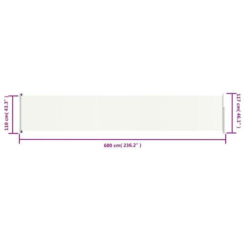 Sammenrullelig sidemarkise til terrassen 117x600 cm cremefarvet