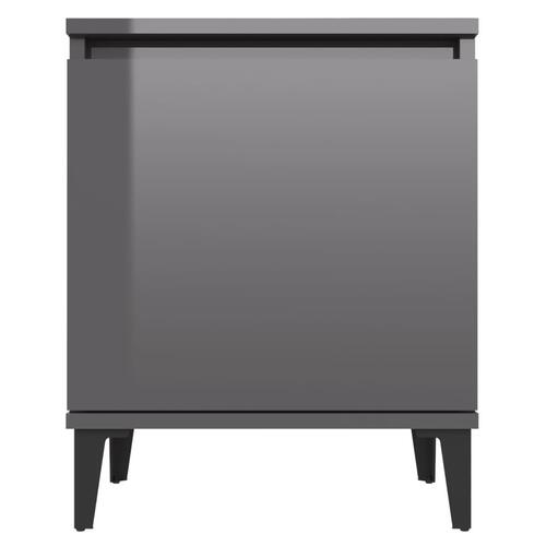 Sengeskab med metalben 40x30x50 cm grå højglans