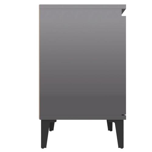 Sengeskab med metalben 40x30x50 cm grå højglans