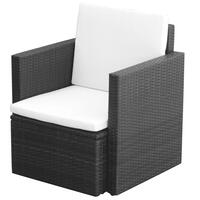 Havestol med hynder polyrattan brun