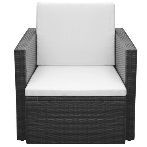 Havestol med hynder polyrattan brun