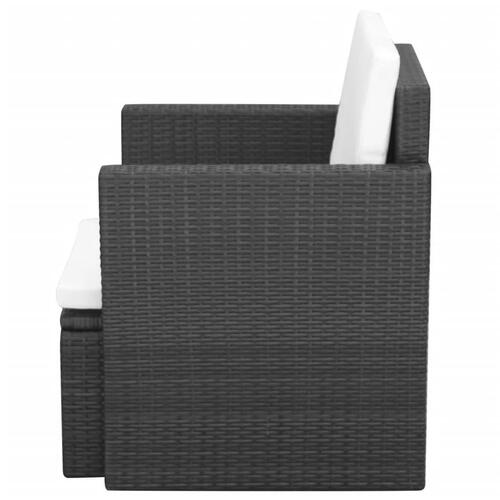 Havestol med hynder polyrattan brun