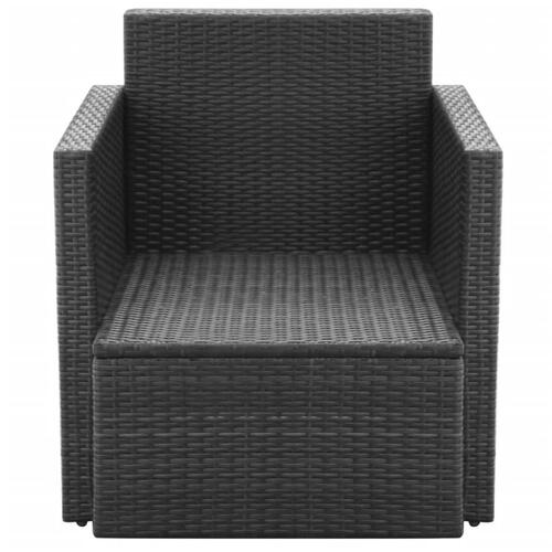 Havestol med hynder polyrattan brun