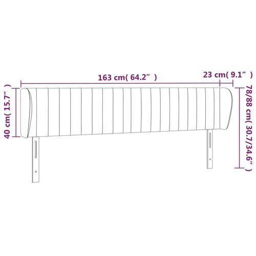 Sengegavl med kanter 163x23x78/88 cm stof sort