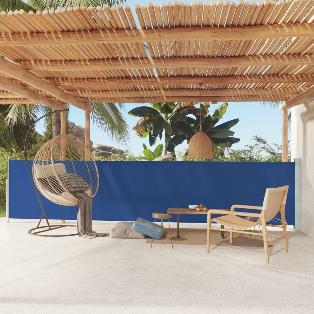 Sammenrullelig sidemarkise til terrassen 117x600 cm blå