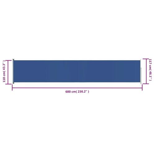 Sammenrullelig sidemarkise til terrassen 117x600 cm blå