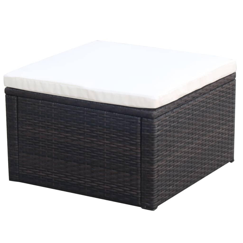 Fodskammel ottoman i polyrattan 53 x 53 x 30 cm brun