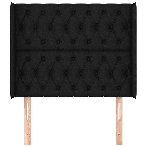 Sengegavl med kanter 103x16x118/128 cm stof sort