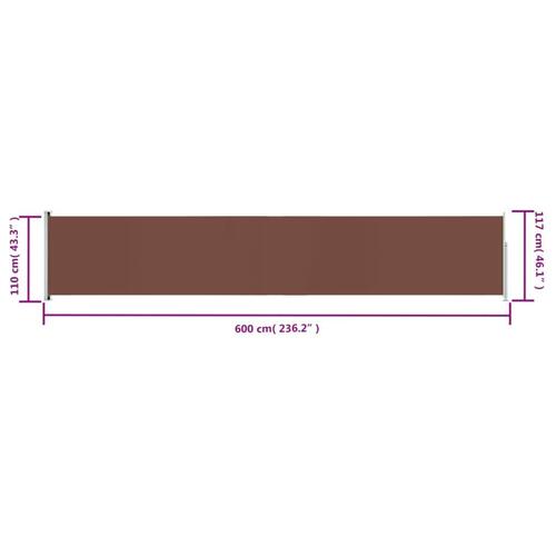 Sammenrullelig sidemarkise til terrassen 117x600 cm brun