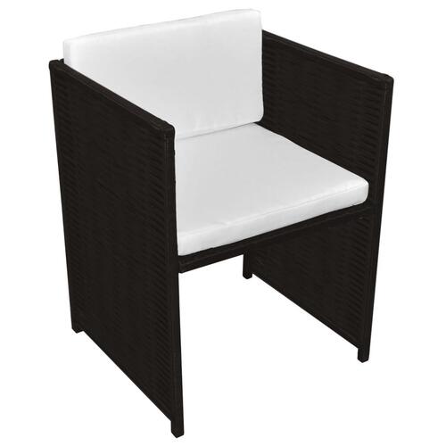 Bistrosæt 3 dele med hynder polyrattan brun