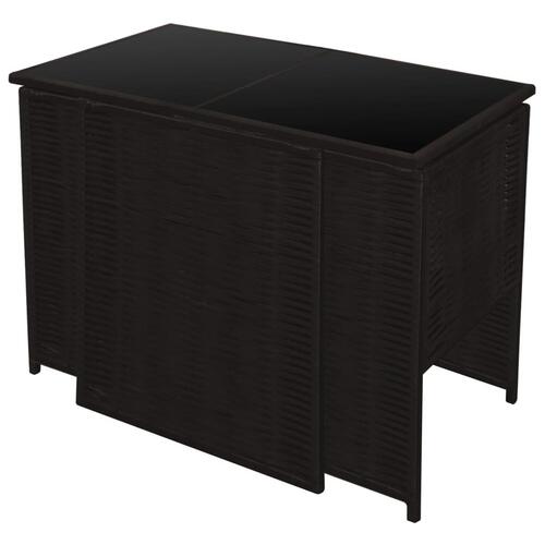 Bistrosæt 3 dele med hynder polyrattan brun