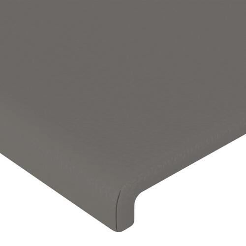 Sengegavl med LED-lys 180x5x78/88 cm kunstlæder grå