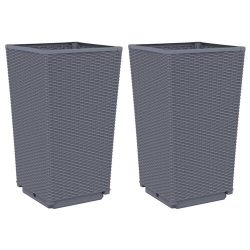 Plantekurve 2 stk. 32,5x32,5x57 cm PP blågrå
