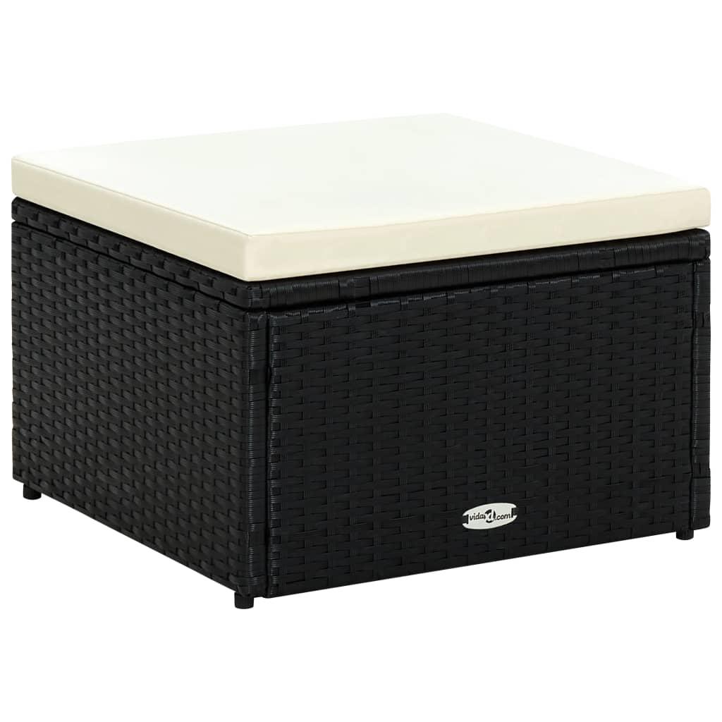 Fodskammel ottoman i polyrattan 53 x 53 x 30 cm sort billede