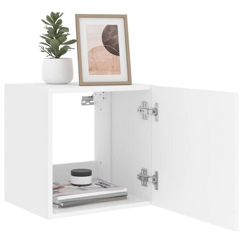 Væghængte tv-borde 2 stk. med LED-lys 40,5x35x40 cm hvid