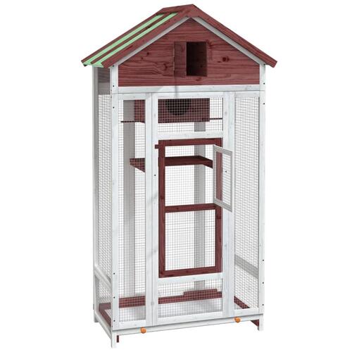 Fuglebur 91,5x53x170 cm massivt fyrretræ mokkafarvet