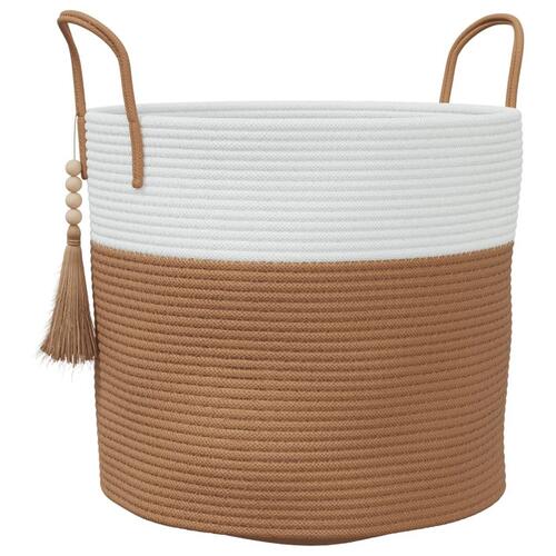 Opbevaringskurv Ø40x35 cm bomuld brun og hvid