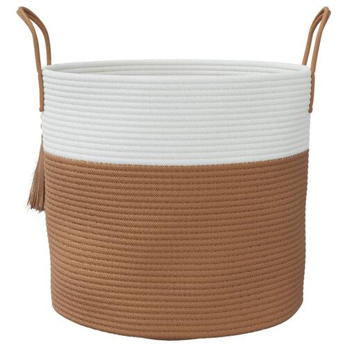 Opbevaringskurv Ø40x35 cm bomuld brun og hvid