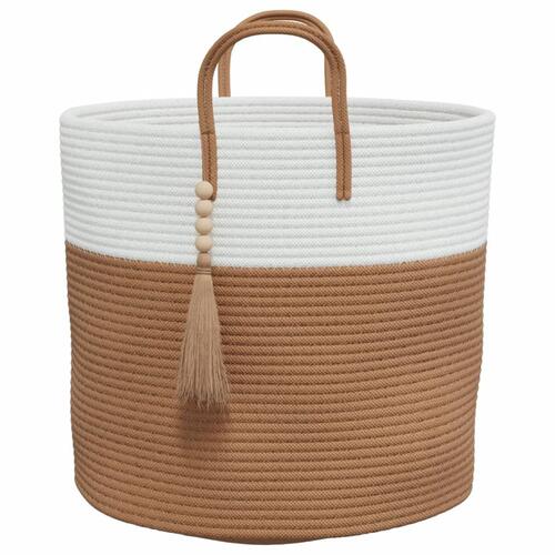 Opbevaringskurv Ø40x35 cm bomuld brun og hvid